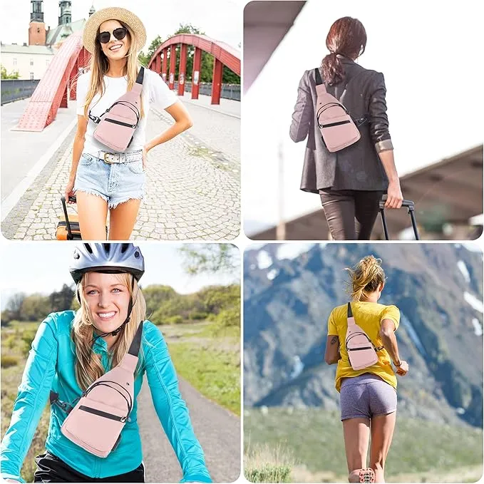 🎒 Pink Crossbody Sling Bag with USB Charging Port 🎒