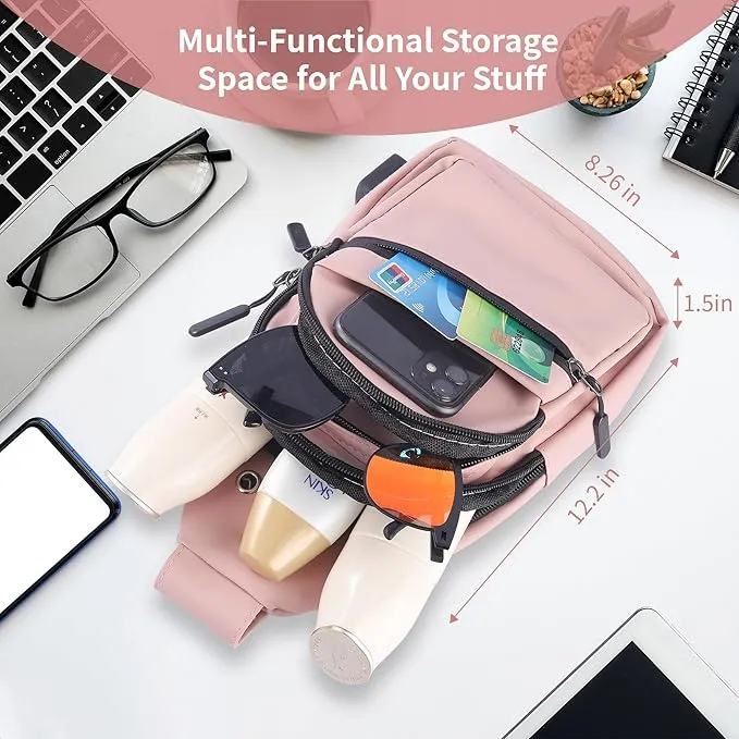 🎒 Pink Crossbody Sling Bag with USB Charging Port 🎒