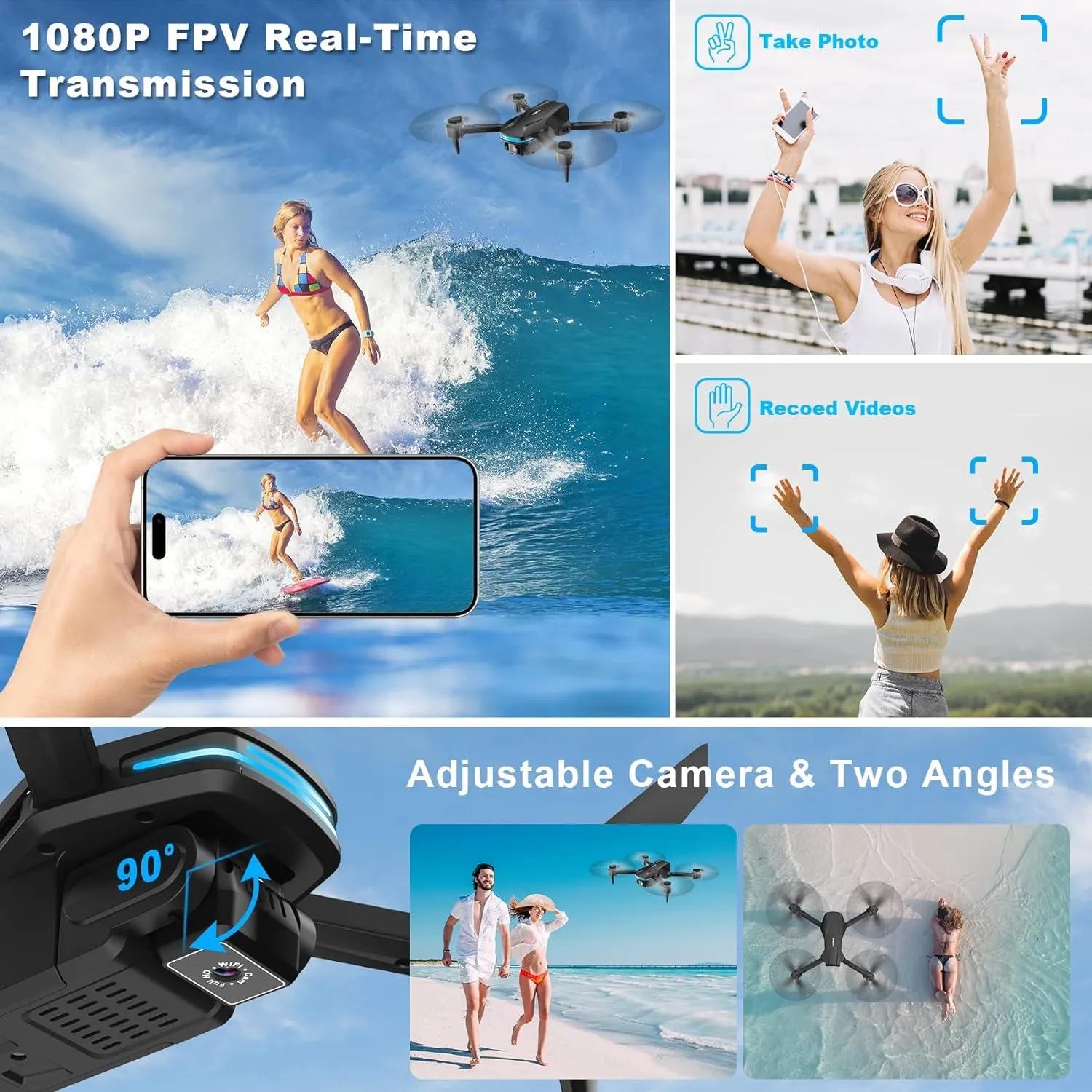 1080P HD FPV Foldable Drone: Perfect for Beginners and Kids