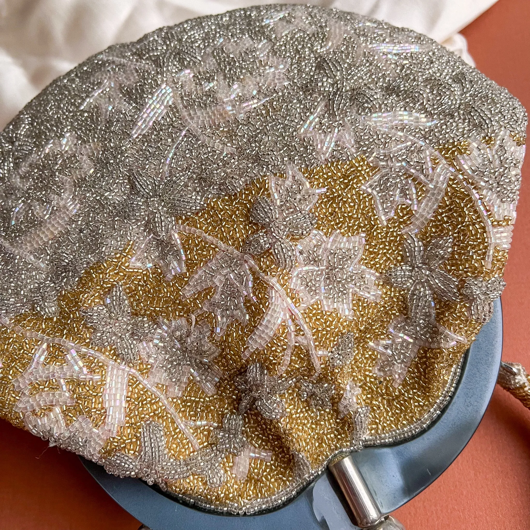 1960s Heavily Beaded Gold and Silver Handbag