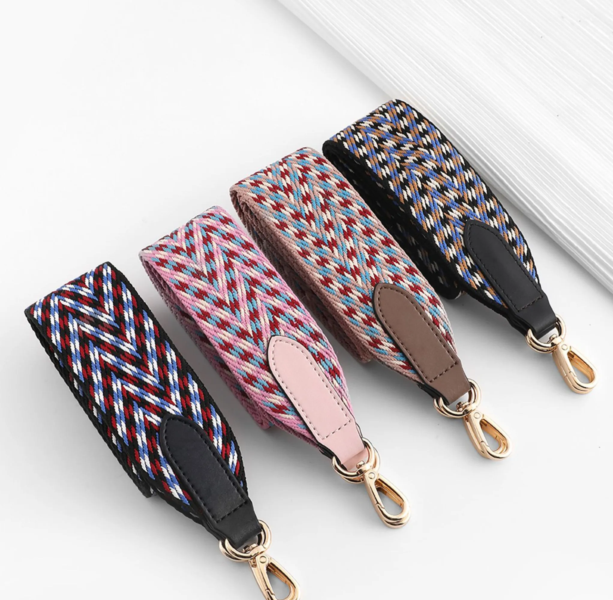 5cm Canvas woven shoulder strap for Kelly bag, purple striped design