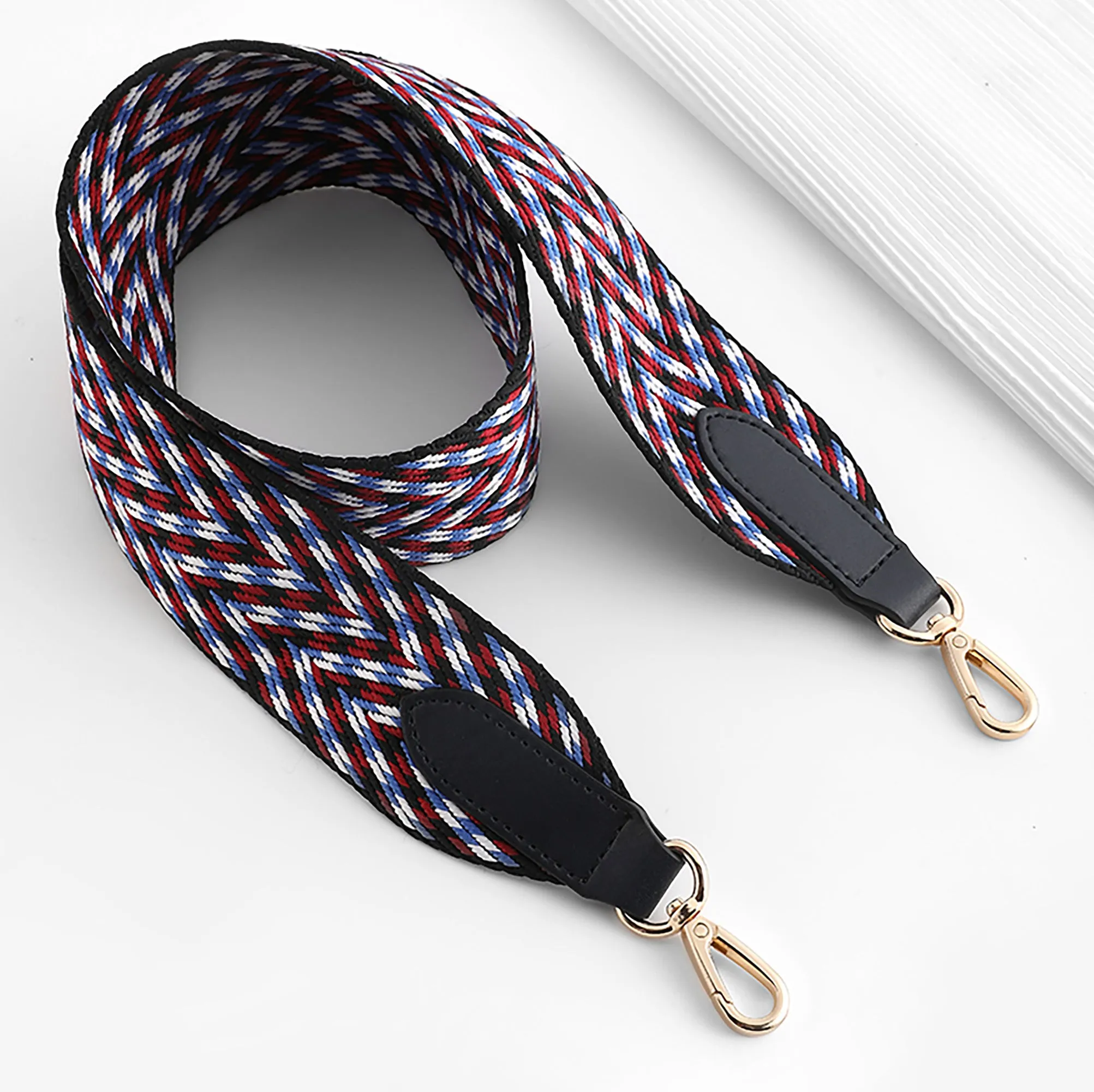 5cm Canvas woven shoulder strap for Kelly bag, purple striped design