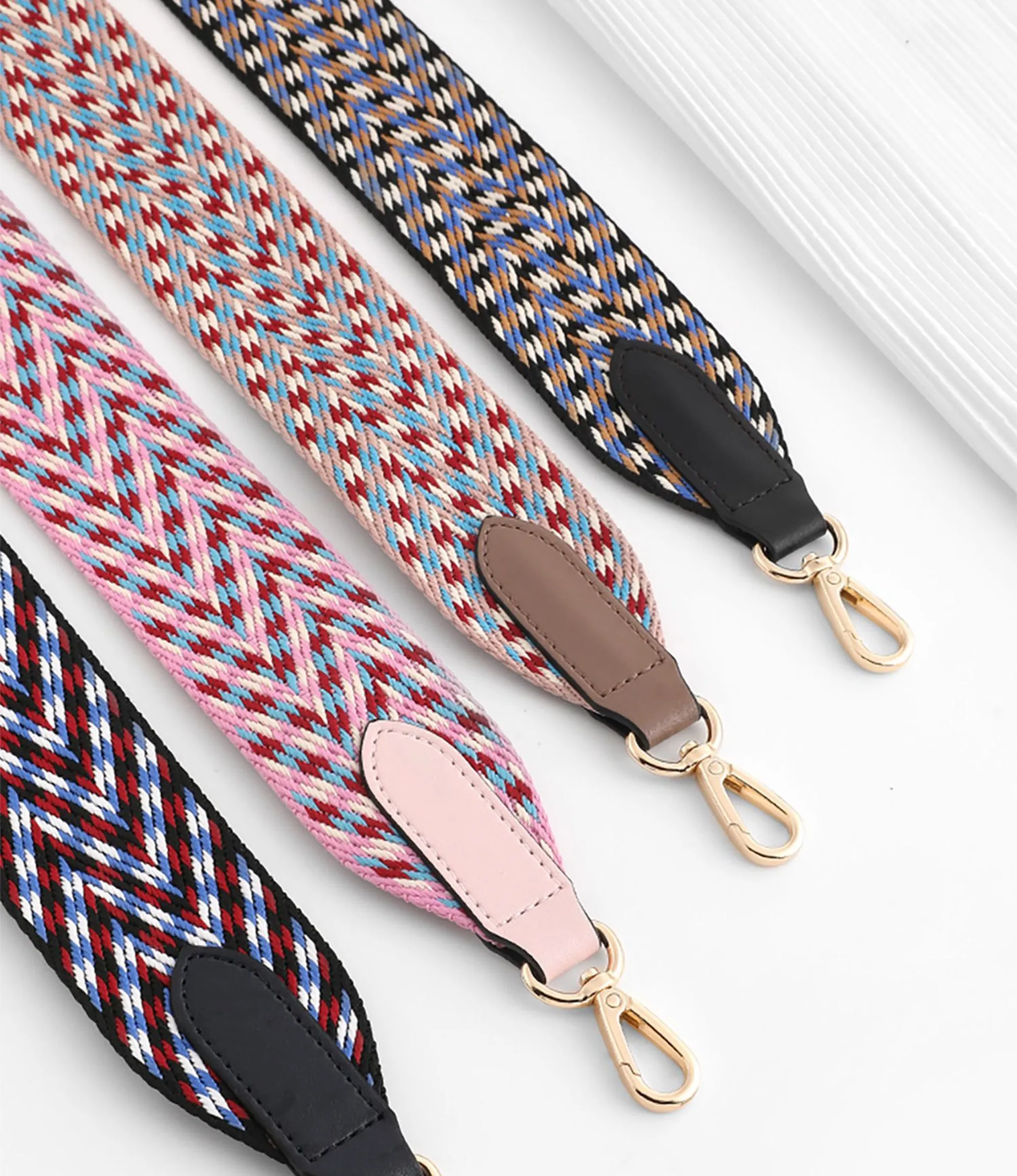 5cm Canvas woven shoulder strap for Kelly bag, purple striped design