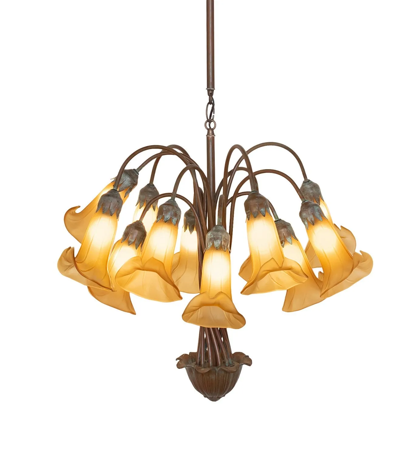 Amber Tiffany Pond Lily 12 Light Chandelier