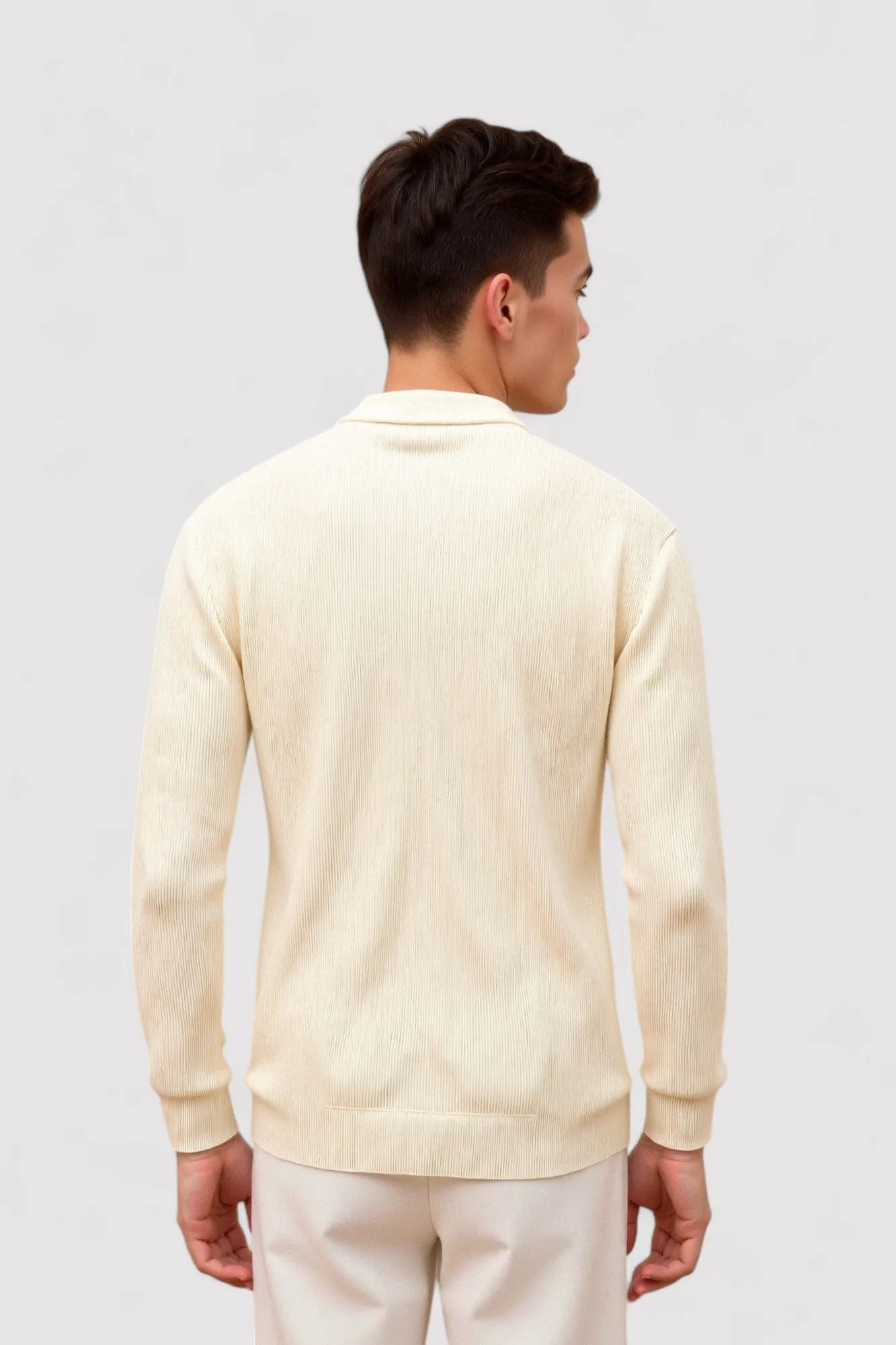 Ancien | Men's Luxurious Solid Knitted Crew Neck Cardigan