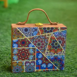 Artklim Moroccan Tiles Printed Suitcase Style Clutch