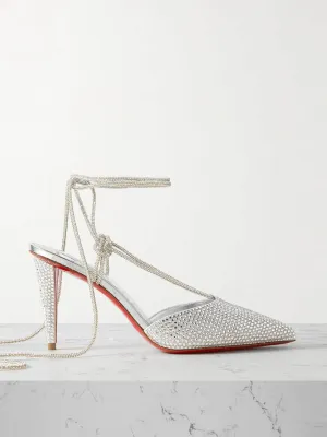 Astrid crystal-embellished metallic leather pumps