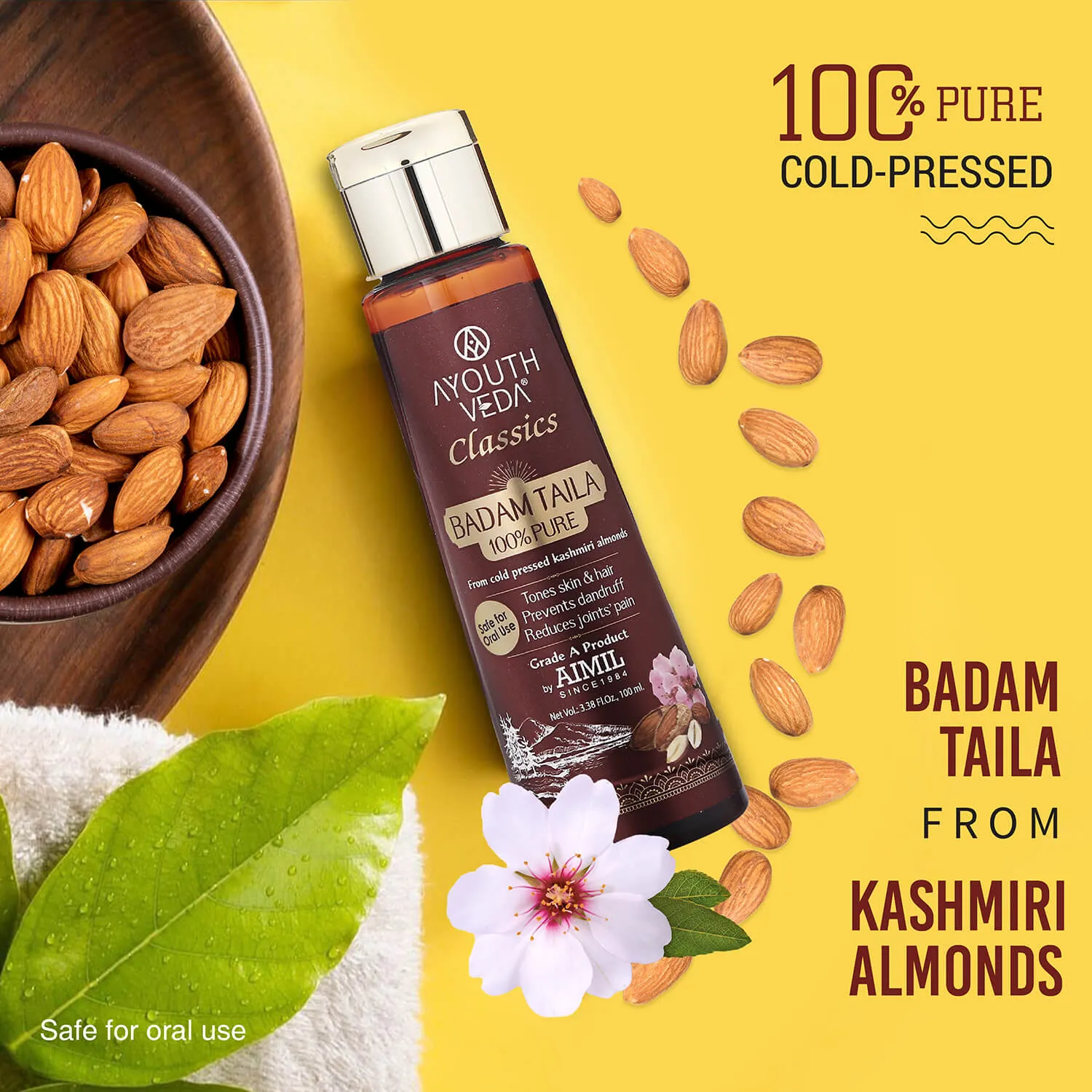 Ayouthveda Badam Taila | 100% Pure Almond Oil ( Net Qty- 100ml)