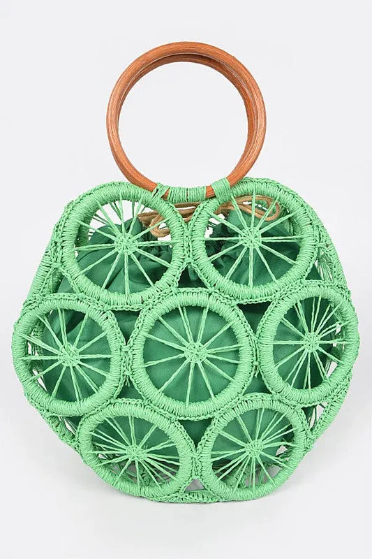 Bamboo Khaki Weaved Cording Summer Clutch Handbag