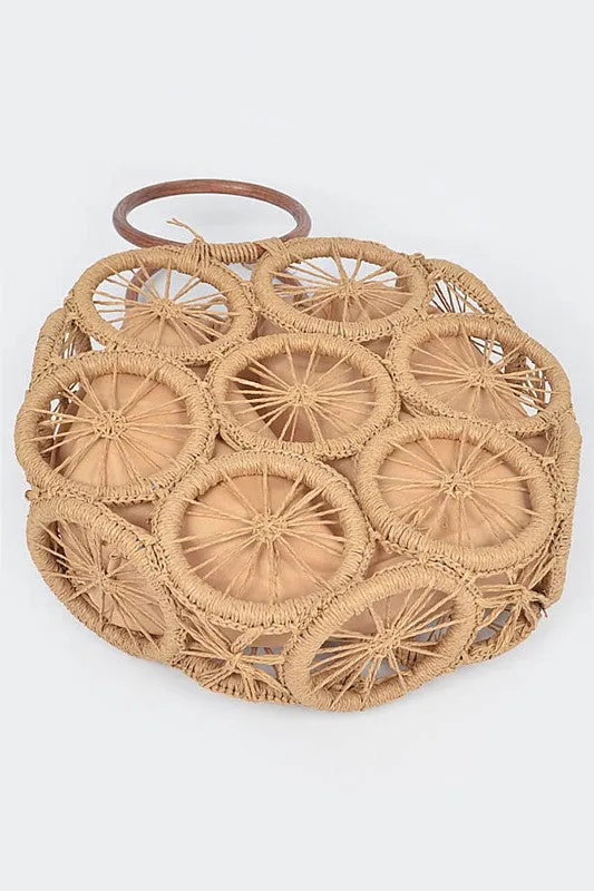 Bamboo Khaki Weaved Cording Summer Clutch Handbag