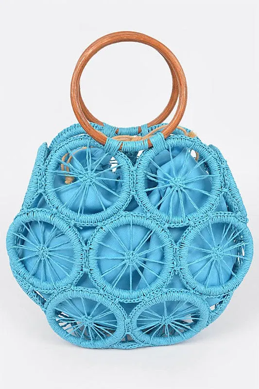 Bamboo Khaki Weaved Cording Summer Clutch Handbag