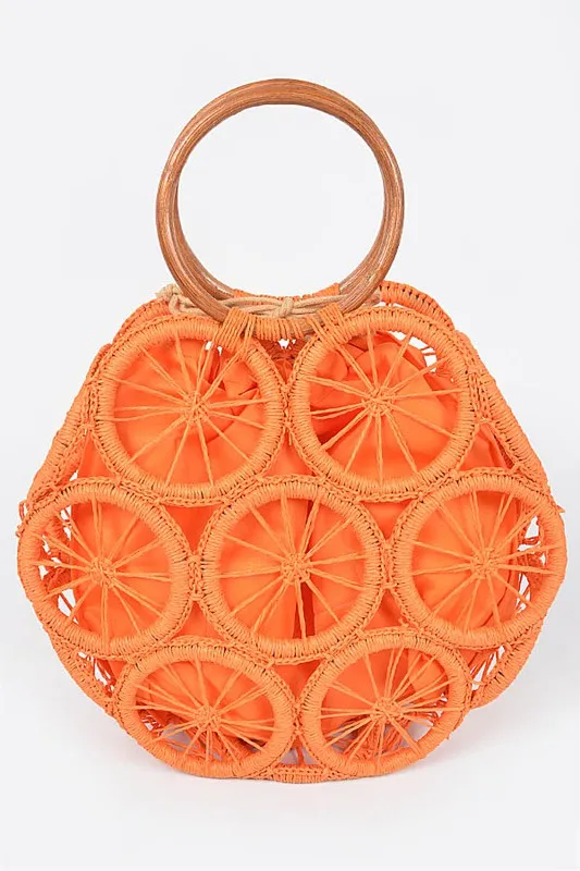Bamboo Khaki Weaved Cording Summer Clutch Handbag