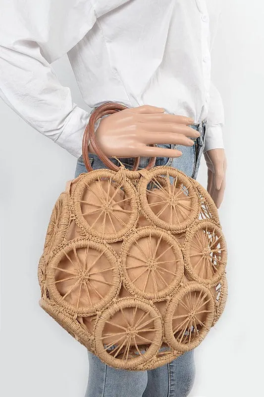 Bamboo Khaki Weaved Cording Summer Clutch Handbag
