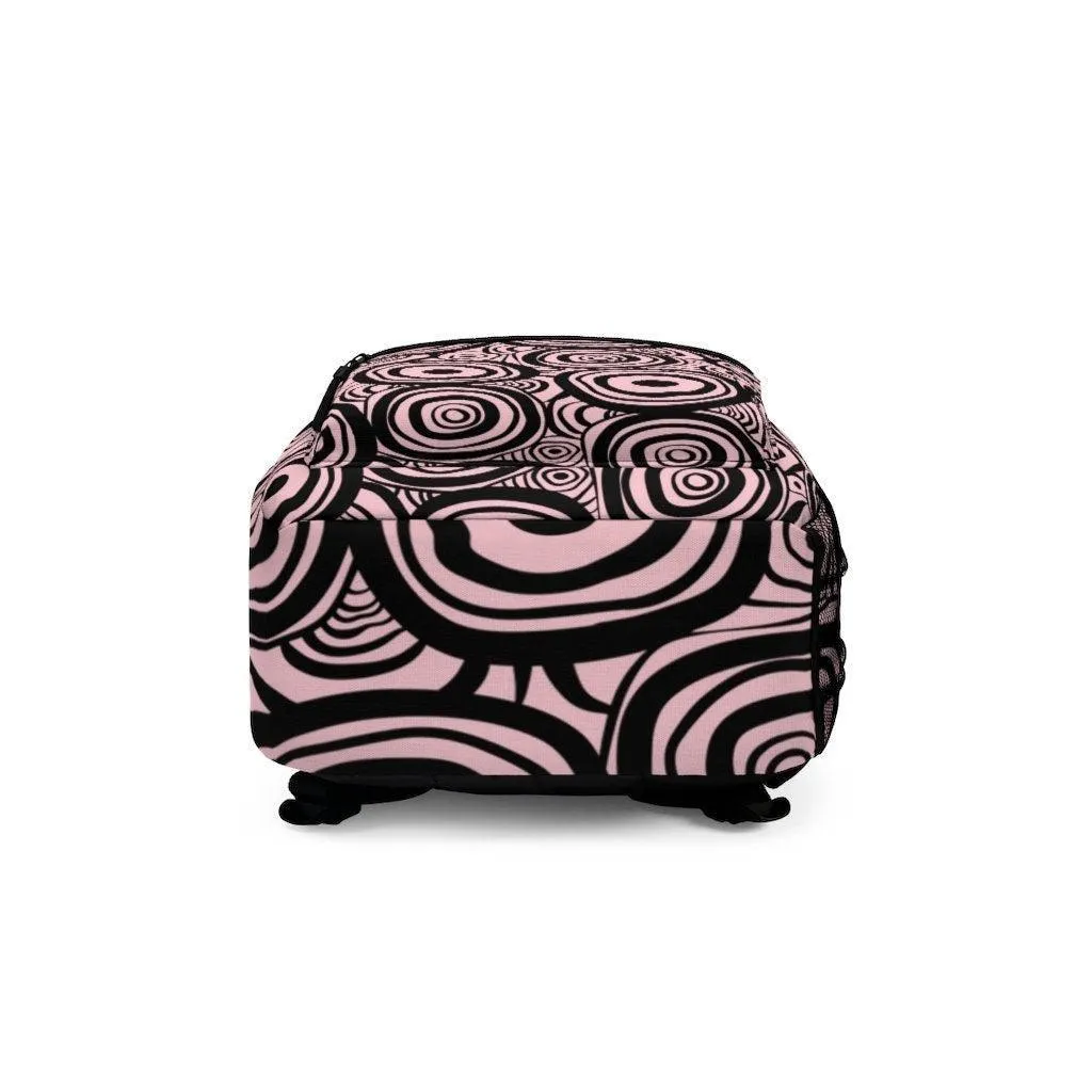 Black Circles Backpack, College Backpack, Teens Backpack everyday use, Travel Backpack, Weekend bag, Laptop Backpack