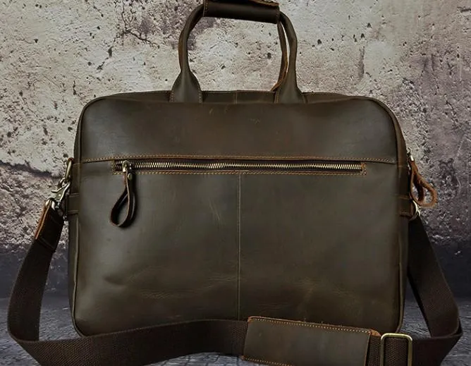 Black Coffee Leather Mens Briefcase Laptop Bag Business Bag Work Bags for Men
