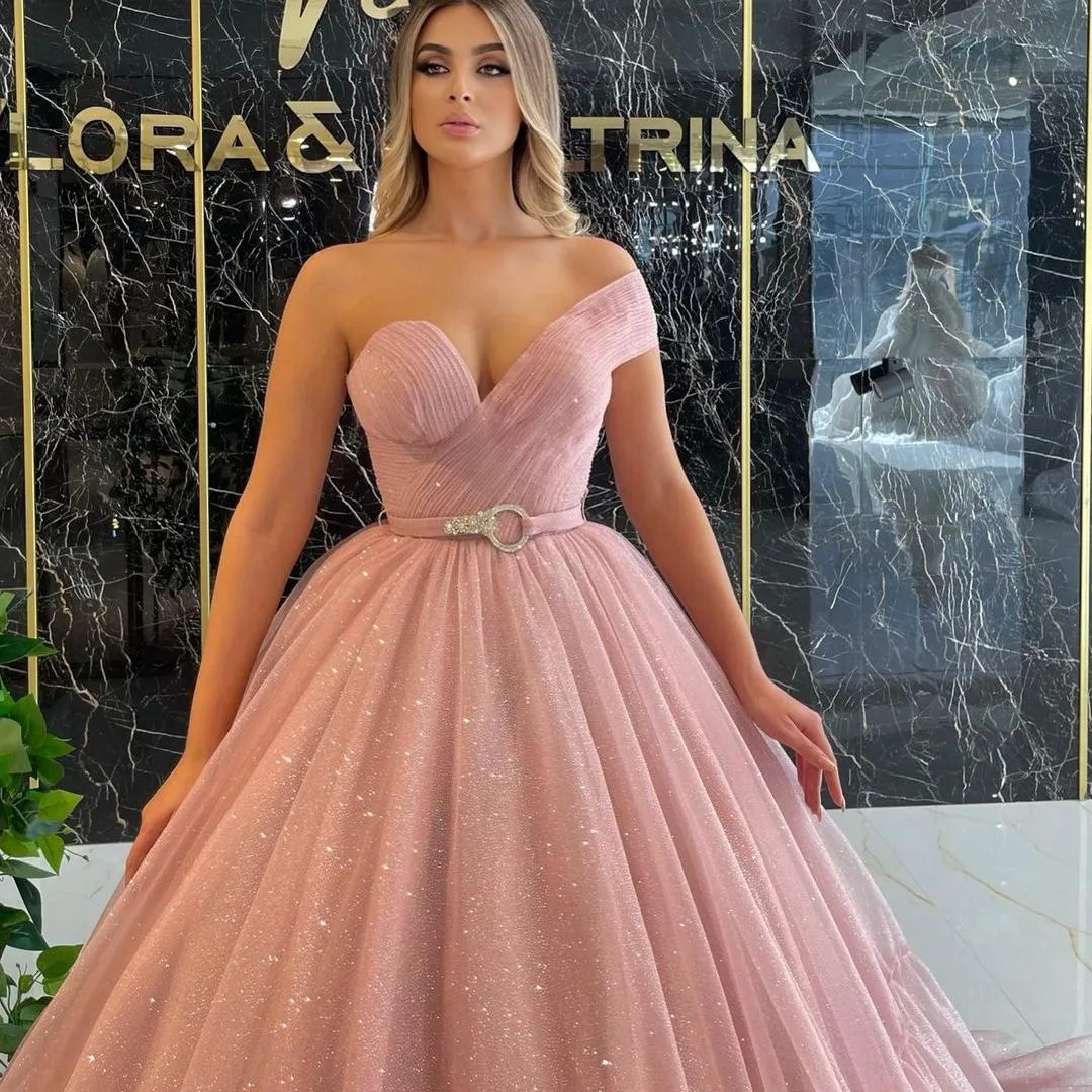 Bohemian Chic Wedding Guest Dress One Shoulder Mesh Long Sleeve Large Swing Banquet