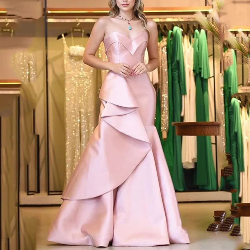 Bohemian Chic Wedding Guest Dress Temperament Banquet Sexy Fishtail Debutante Gala Dinner Texture Summer Bottoming Dress