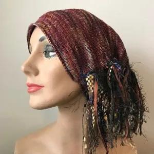 Burgundy Tweed, Funky Chic Hat, (FH82)