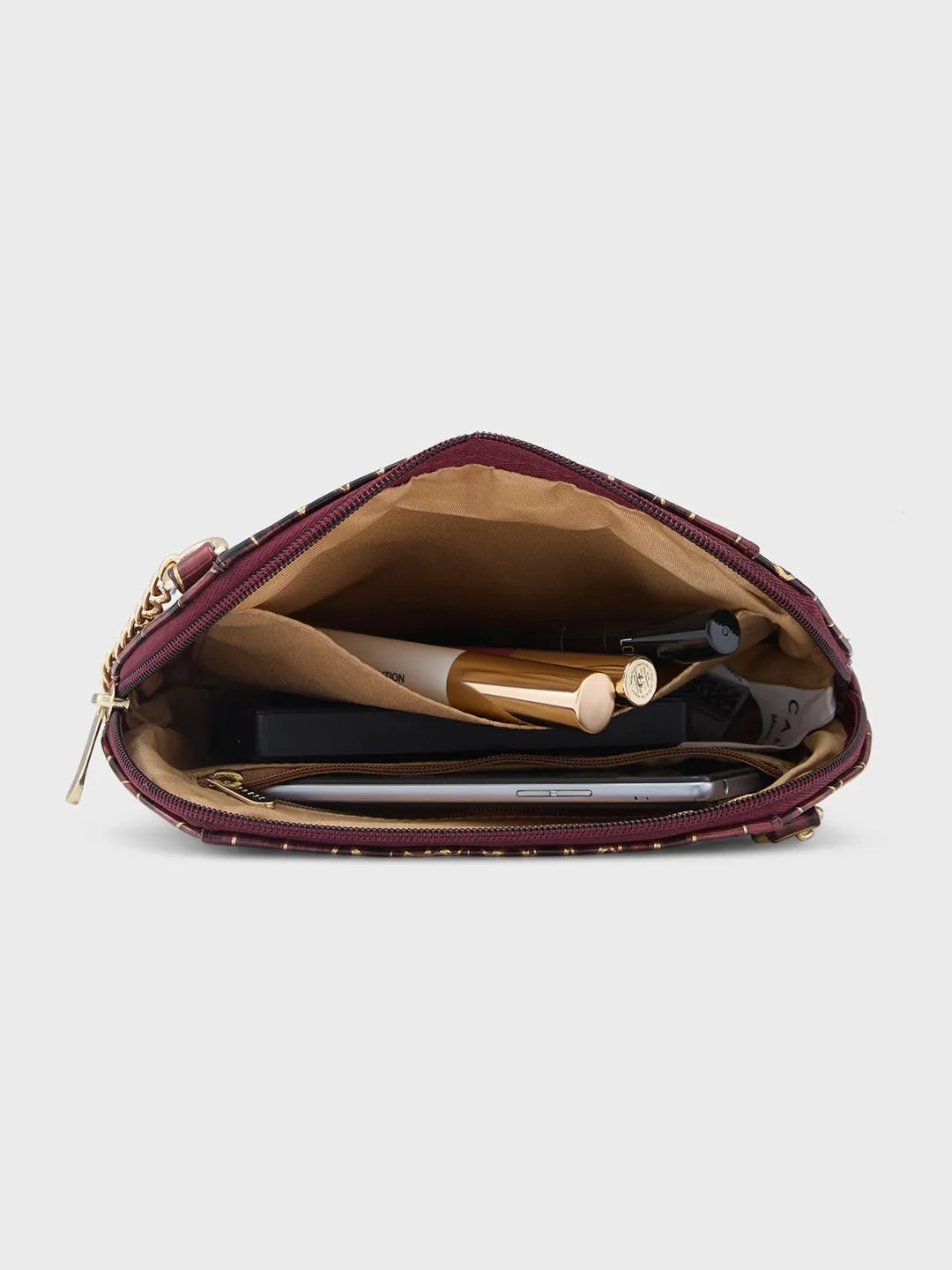 Caprese Miranda Sling Small Croco Womens Handbag Burgundy