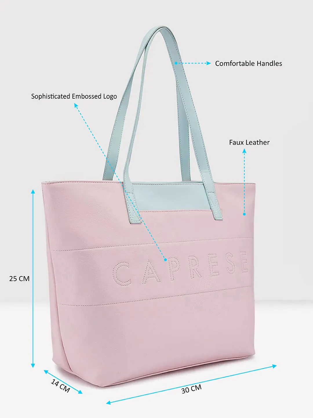 Caprese Narni Tote Medium Solid Womens Office Handbag Powder Pink
