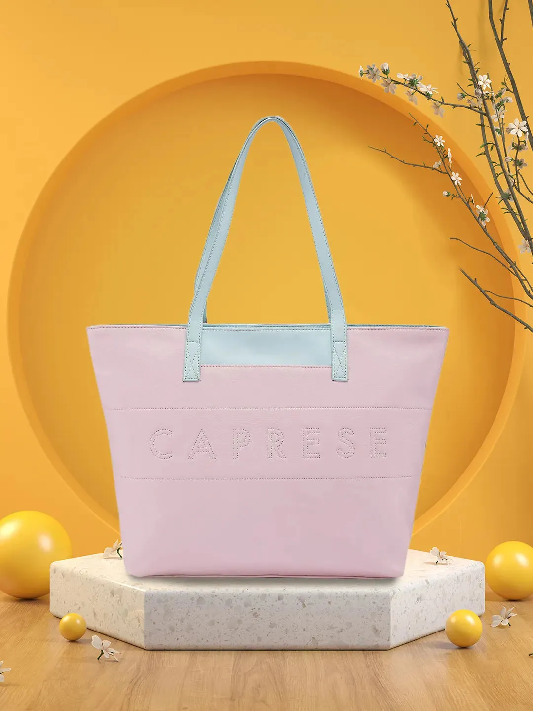Caprese Narni Tote Medium Solid Womens Office Handbag Powder Pink