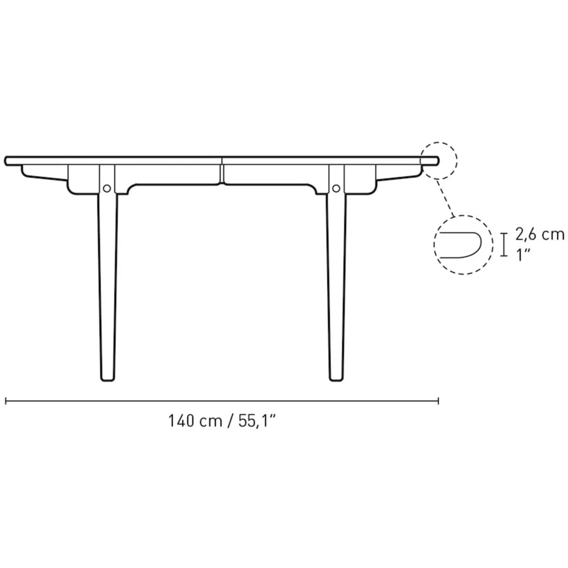 Carl Hansen Ch337 Dining Table 140x115 Cm, Mahogany Oiled