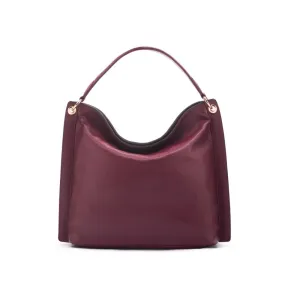 Carol Ann Slouchy Leather Shoulder Bag - Burgundy