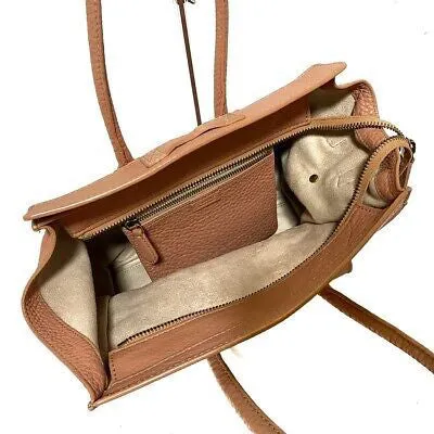 Celine Micro Luggage Tote, Tan Leather