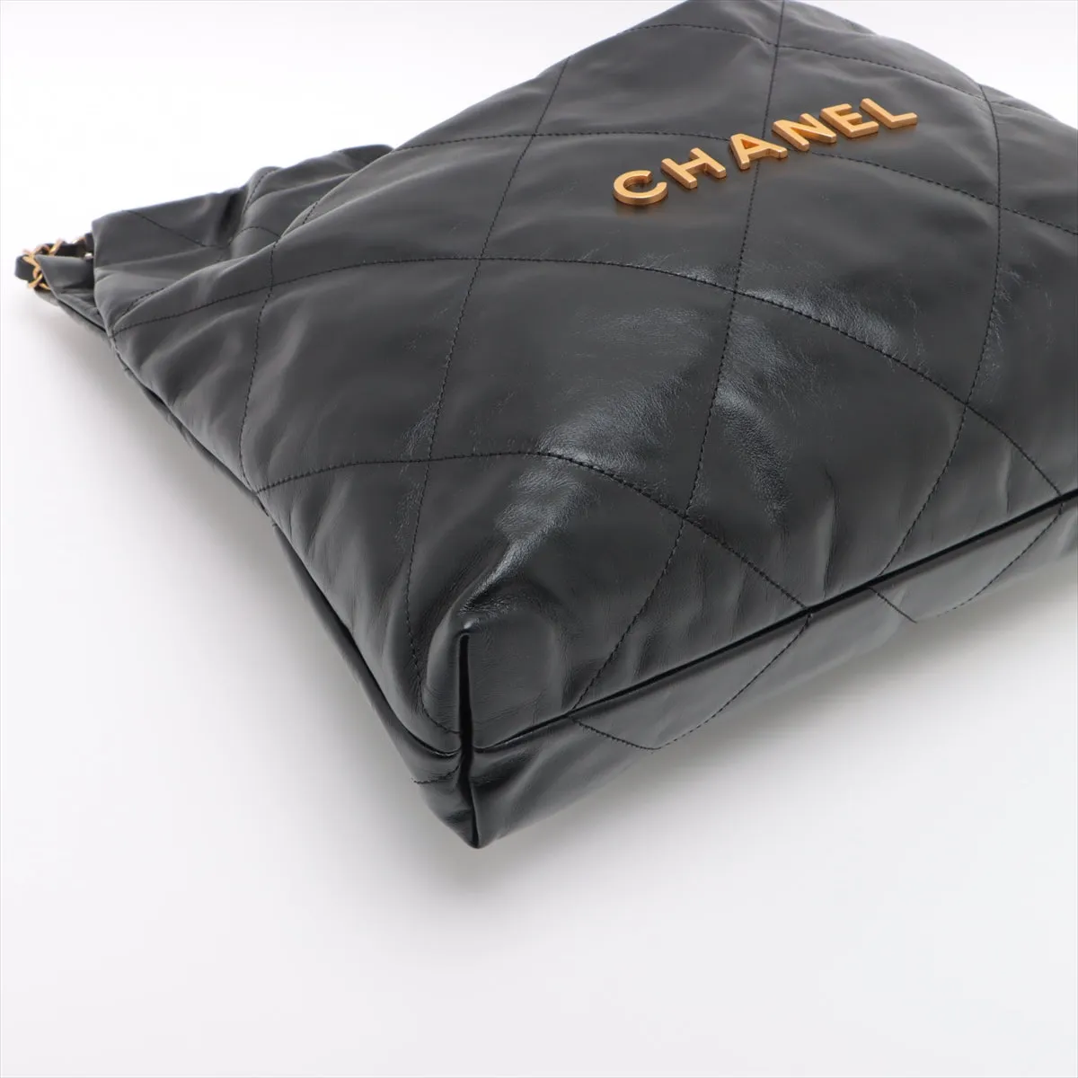 Chanel 22 Leather Chain Shoulder Bag Black G  AS3261