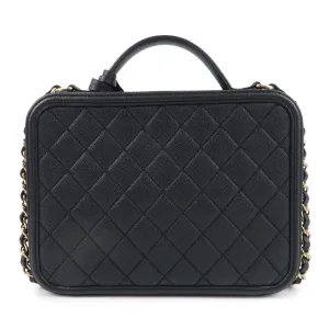 CHANEL CC Filigree Matelasse Caviar Skin Shoulder Bag Black A93344