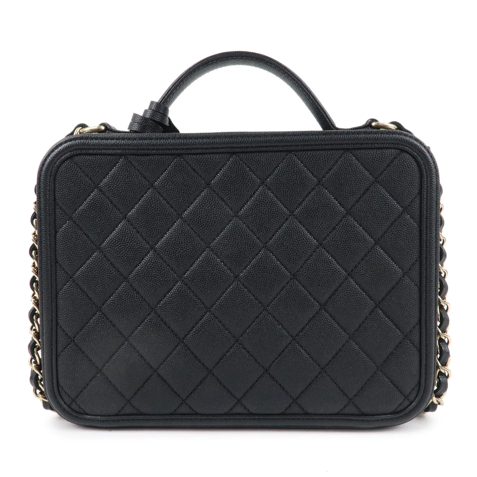 CHANEL CC Filigree Matelasse Caviar Skin Shoulder Bag Black A93344