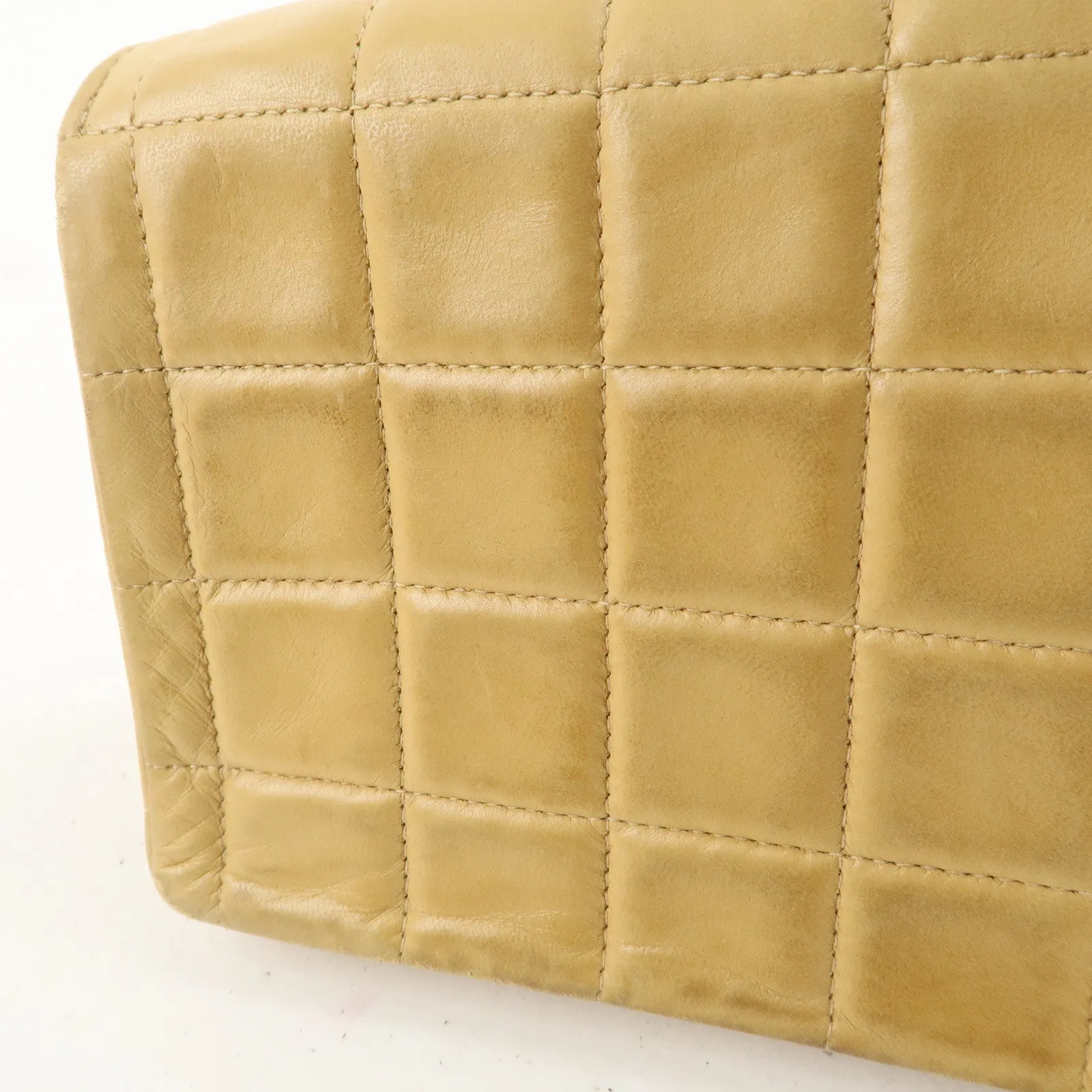 CHANEL Chocolate Bar Lamb Skin Chain Shoulder Bag Beige A15316