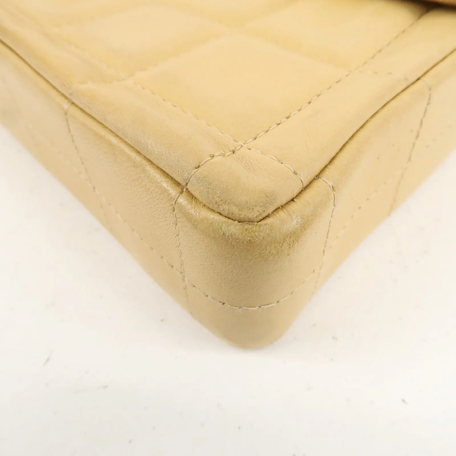 CHANEL Chocolate Bar Lamb Skin Chain Shoulder Bag Beige A15316