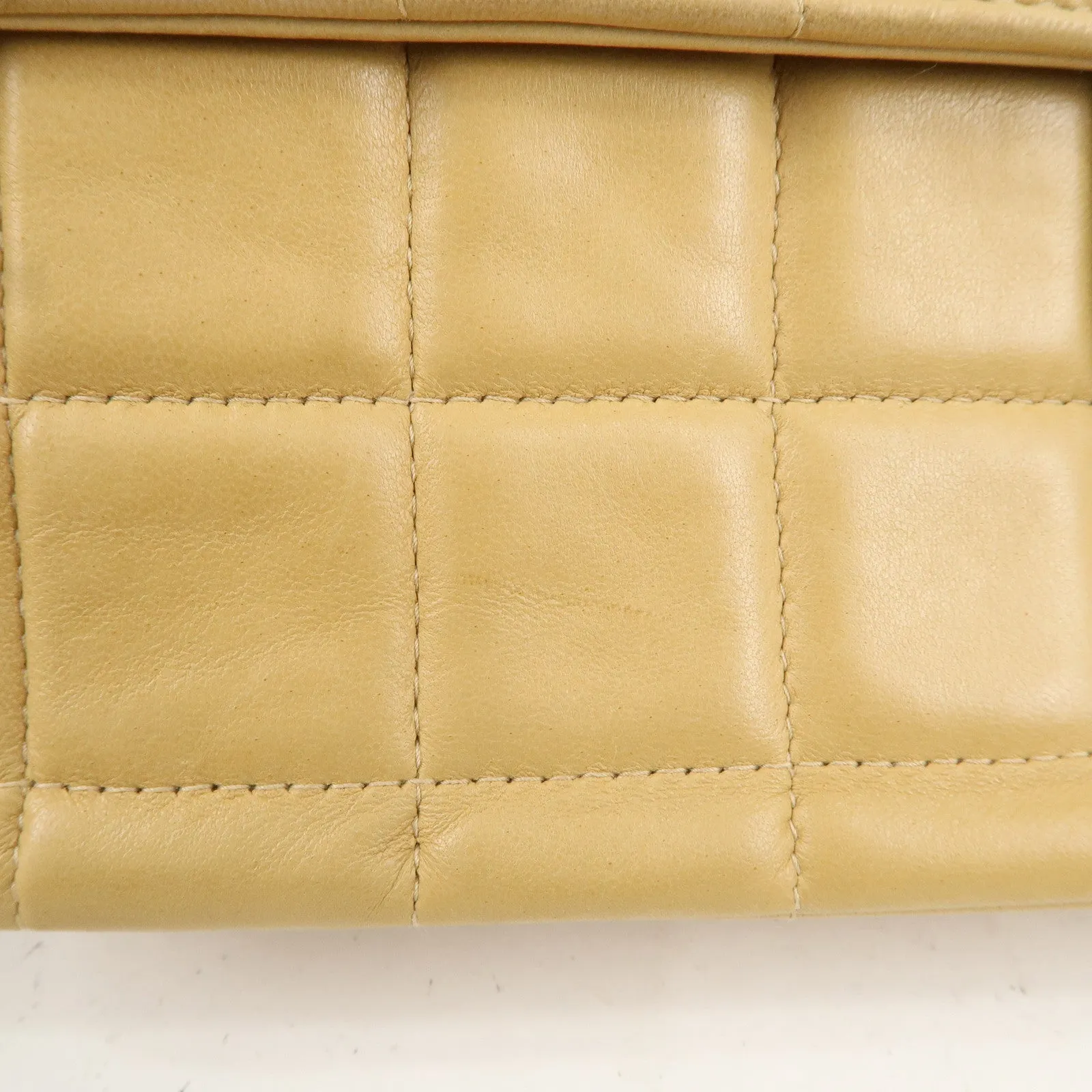 CHANEL Chocolate Bar Lamb Skin Chain Shoulder Bag Beige A15316