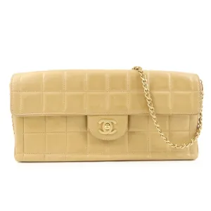 CHANEL Chocolate Bar Lamb Skin Chain Shoulder Bag Beige A15316