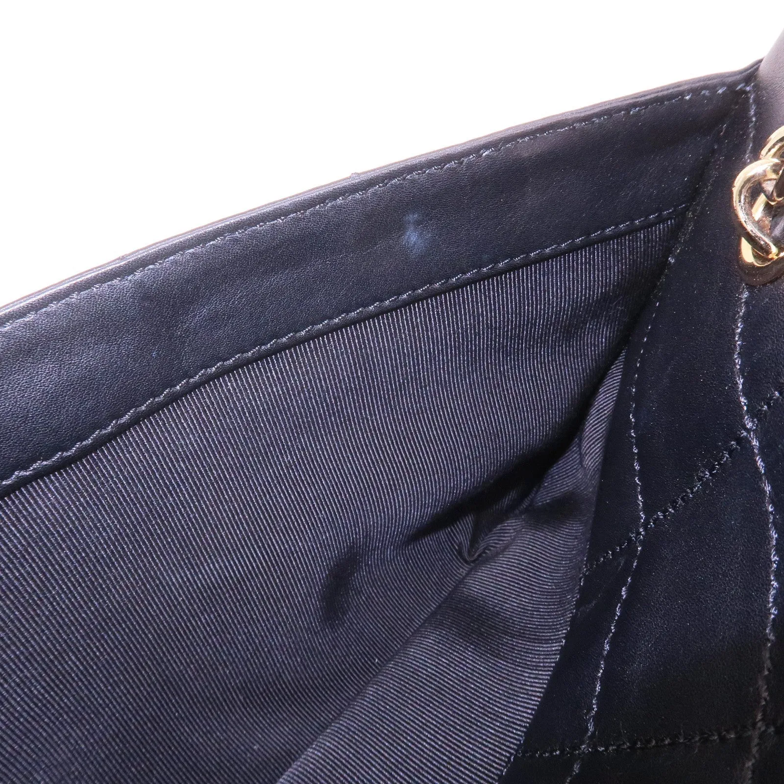 CHANEL Chocolate Bar Lamb Skin Chain Shoulder Bag Black