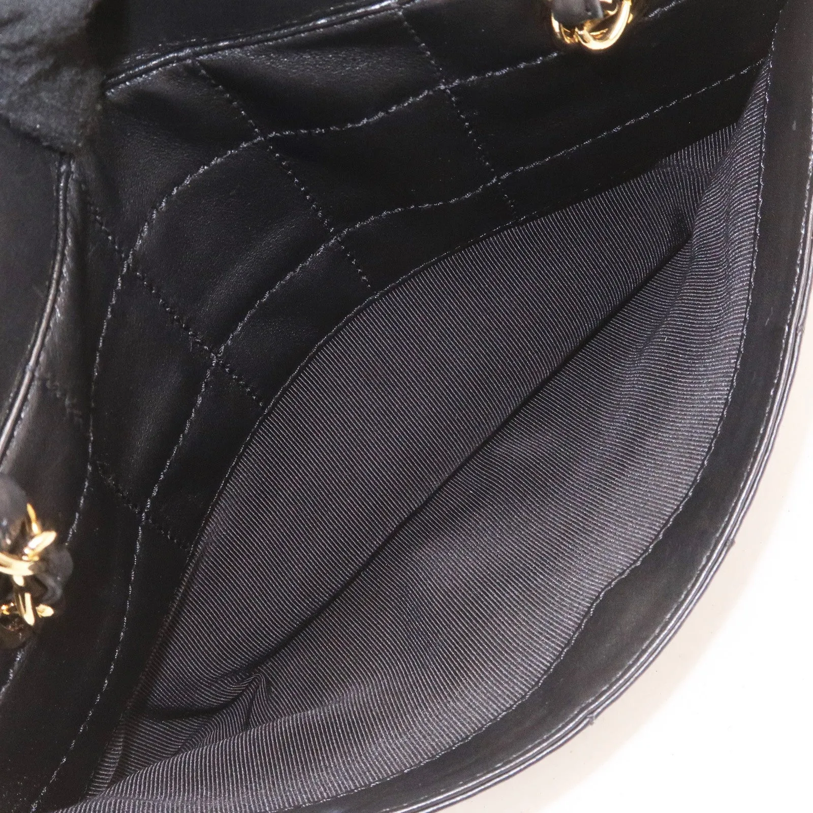 CHANEL Chocolate Bar Lamb Skin Chain Shoulder Bag Black