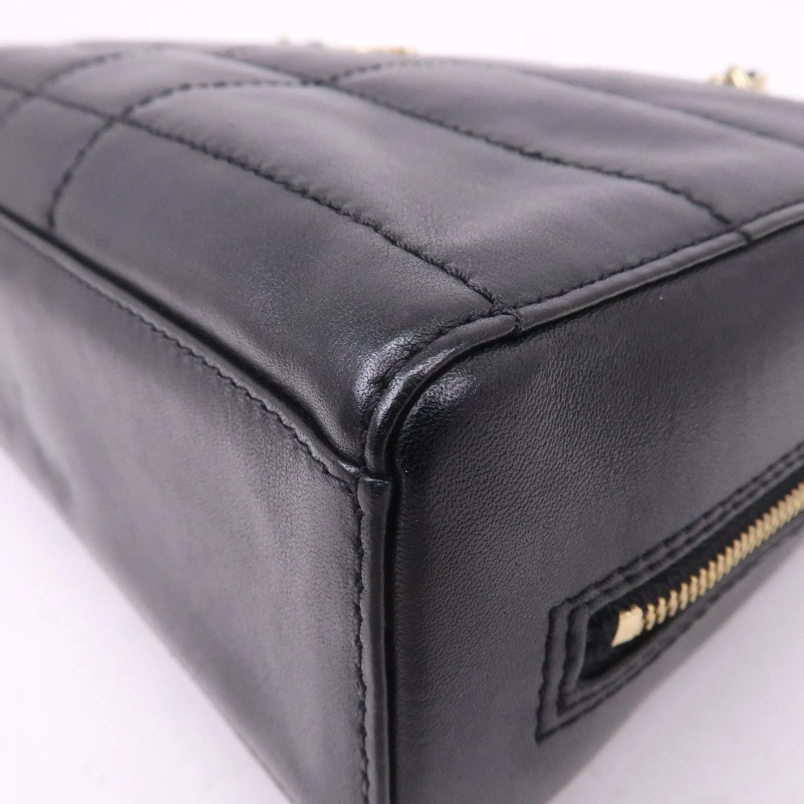 CHANEL Chocolate Bar Lamb Skin Chain Shoulder Bag Black