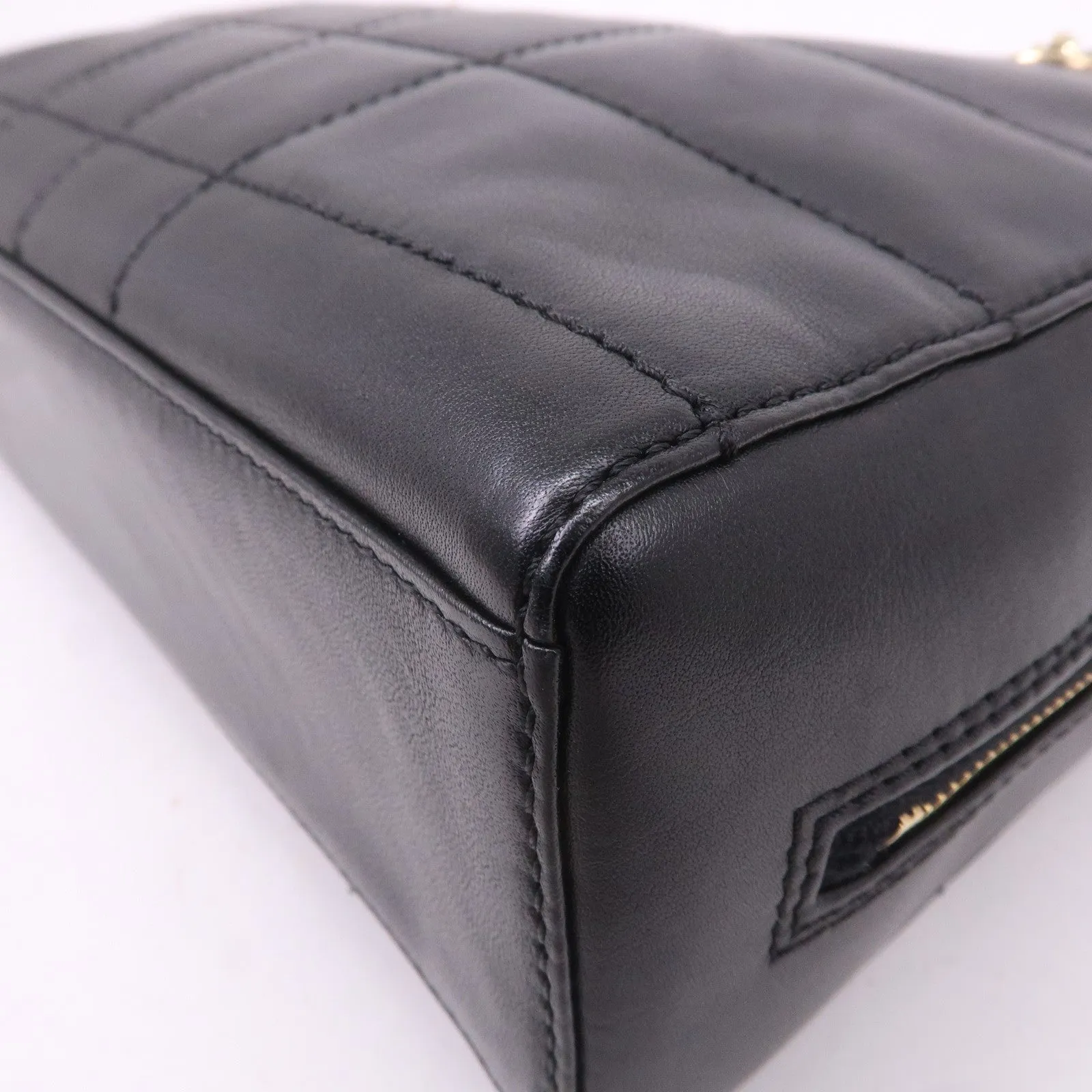 CHANEL Chocolate Bar Lamb Skin Chain Shoulder Bag Black