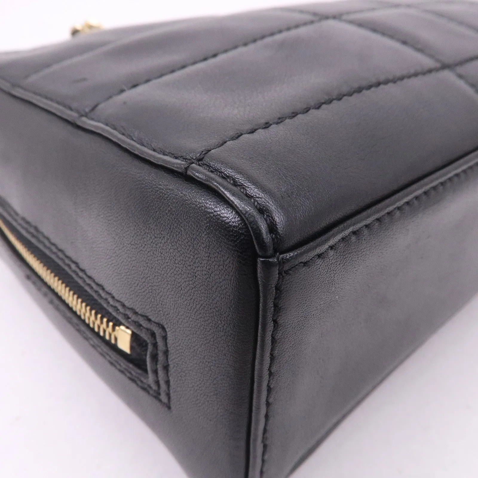 CHANEL Chocolate Bar Lamb Skin Chain Shoulder Bag Black
