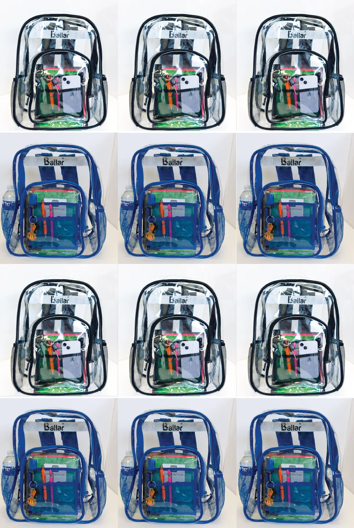 Clear Backpack 6 Black 6 blue
