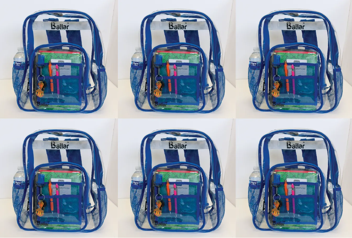 Clear Backpack 6 Blue With Pencil Pouch