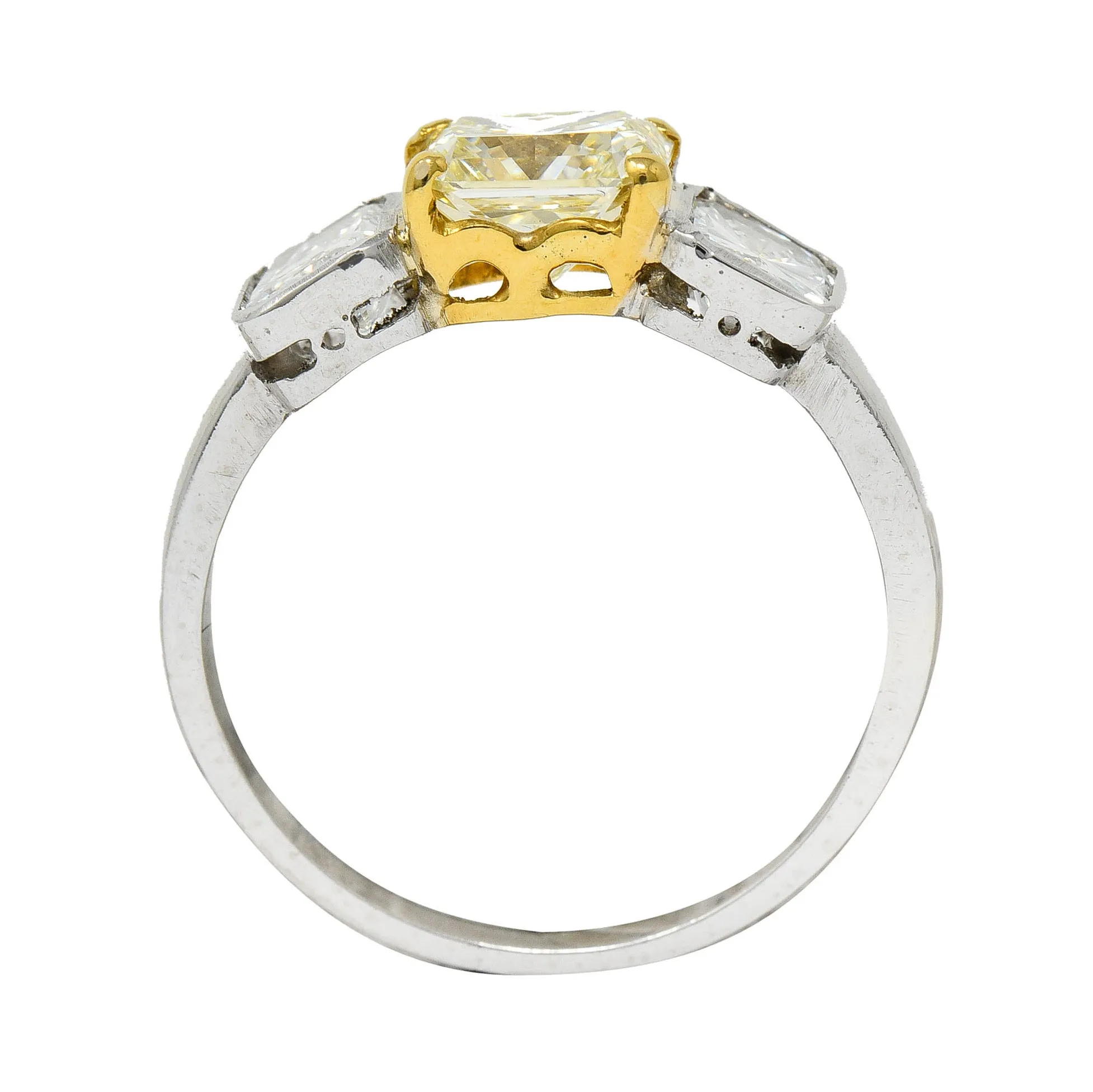 Contemporary 2.76 CTW Fancy Yellow & White Diamond 18 Karat Gold Platinum Ring