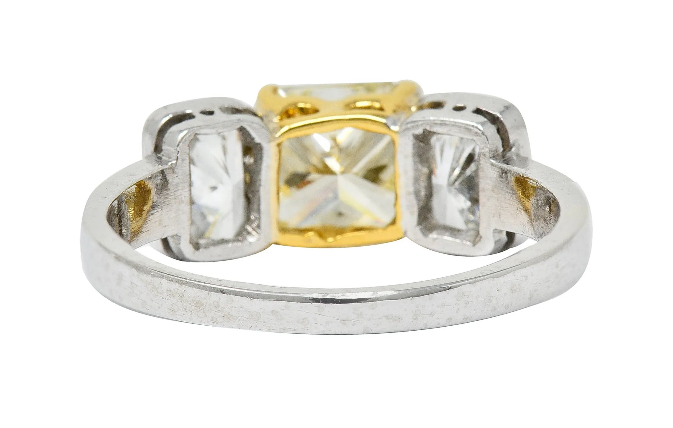 Contemporary 2.76 CTW Fancy Yellow & White Diamond 18 Karat Gold Platinum Ring