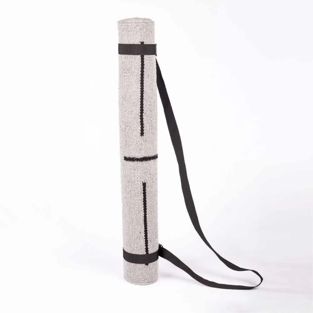 Cotton Yoga Mat With Strap and Bag | Rubber Backing | Skid Free | Light Grey