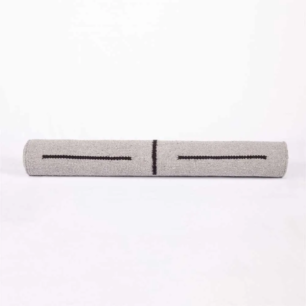 Cotton Yoga Mat With Strap and Bag | Rubber Backing | Skid Free | Light Grey