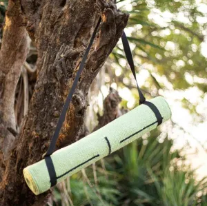 Cotton Yoga/Pilate Mat With Bag And Strap | Rubber Back For Firm Grip | Green