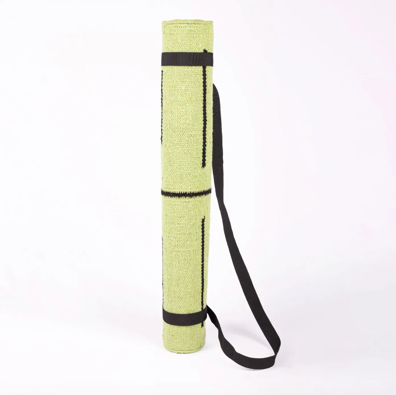 Cotton Yoga/Pilate Mat With Bag And Strap | Rubber Back For Firm Grip | Green