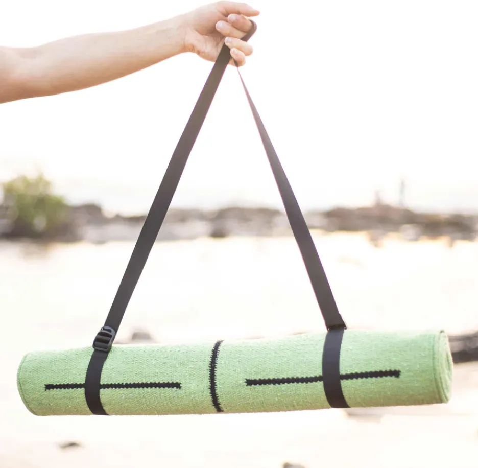 Cotton Yoga/Pilate Mat With Bag And Strap | Rubber Back For Firm Grip | Green