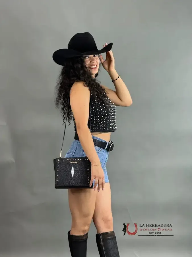 CUADRA MANTARRAYA BLACK STUDS BAG